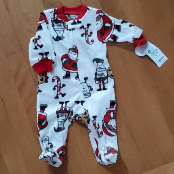 Baby Carter's Christmas Sleepers- Milk n Cookies Striped Reindeer Size 3 mo NWT - Picture 8 of 8